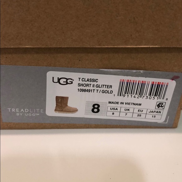 Ugg Kids Classic Short Gold Glitter Boot - Picture 4 of 5
